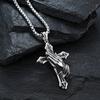 Accessories Retro Style Prayer Hand Stainless Steel Cross Necklace Personalized Niche Pendant