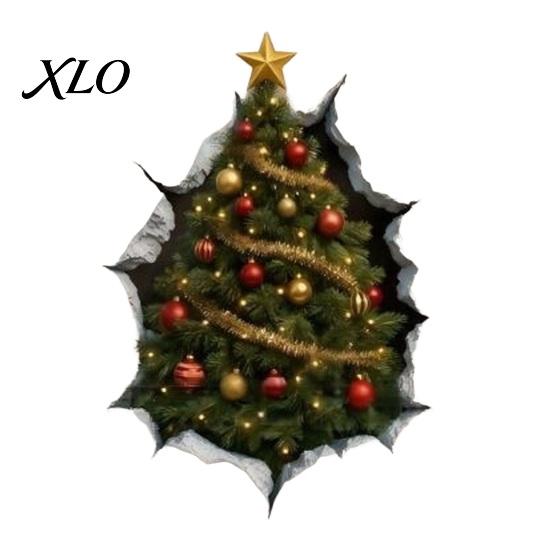 3D Holiday Wall Art Christmas Stickers, Decals for Living Room Bedroom And Party Creative Seasonal Gift Decor, Removable PVC Festive Home Entrance