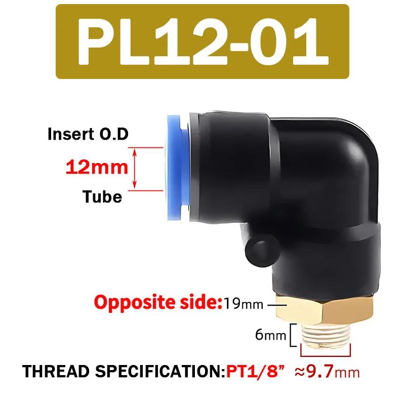 20/50/100PCS Pneumatic Air Connector PL 4 6 8 10 12mm Thread 1/8 r1/4" 3/8" 1/2" Trachea Elbow Air Fittings Hose Quick Conector Ventilation Valves 4