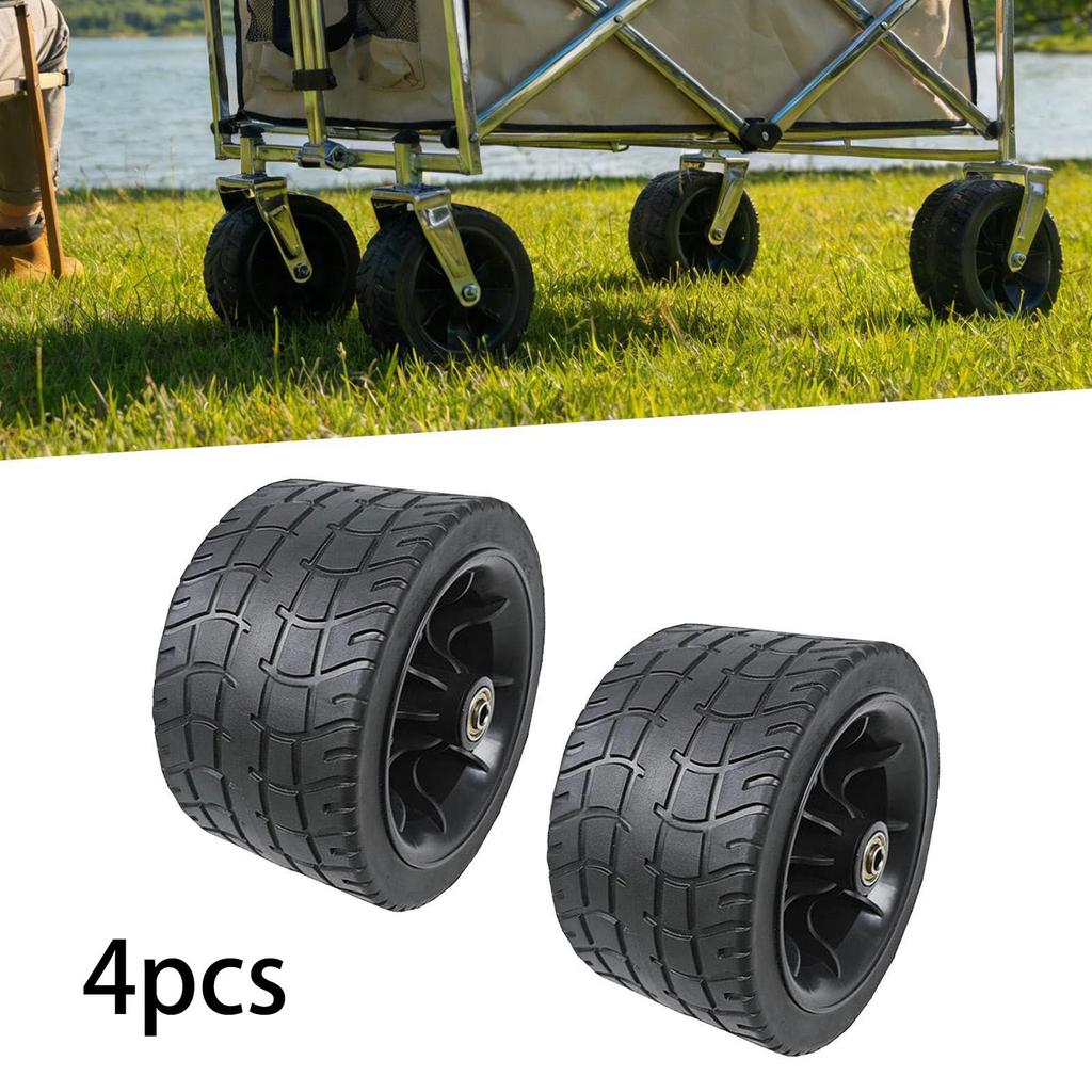 4 Pieces Camping Wagon Wheels Picnic Beach Tire Professional Heavy in Smooth Bearings Replacement