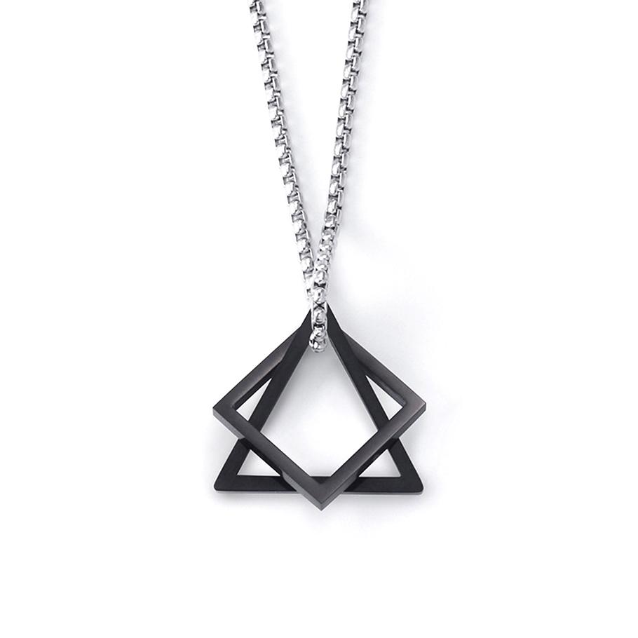Geometric Necklace for Men Women Titanium Steel Triangle Square Interlocking Chain Choker Male Jewelry Accessories Gifts