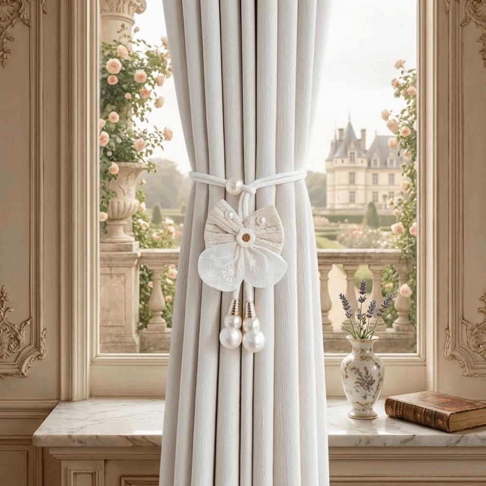 2PCS Romantic Window Curtain Tieback Adjustable Pearl Curtain Buckle Curtain Binding  Living Room