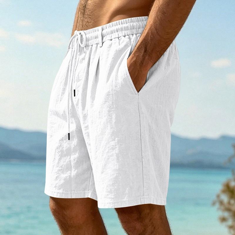 Men's Summer Linen 5 Inch Shorts, European American Loose Simple Commute Sport Beach Casual Shorts