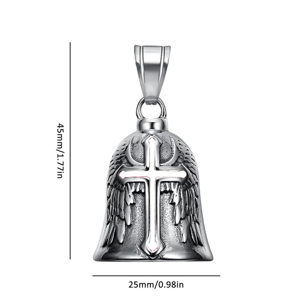 Мужской крест в стиле ретро-панк, счастливый колокольчик, ангельское крыло, рыцарский колокольчик, металлический кулон, кулон для мотоцикла, ювелирные изделия, подарок, мотоаксессуары