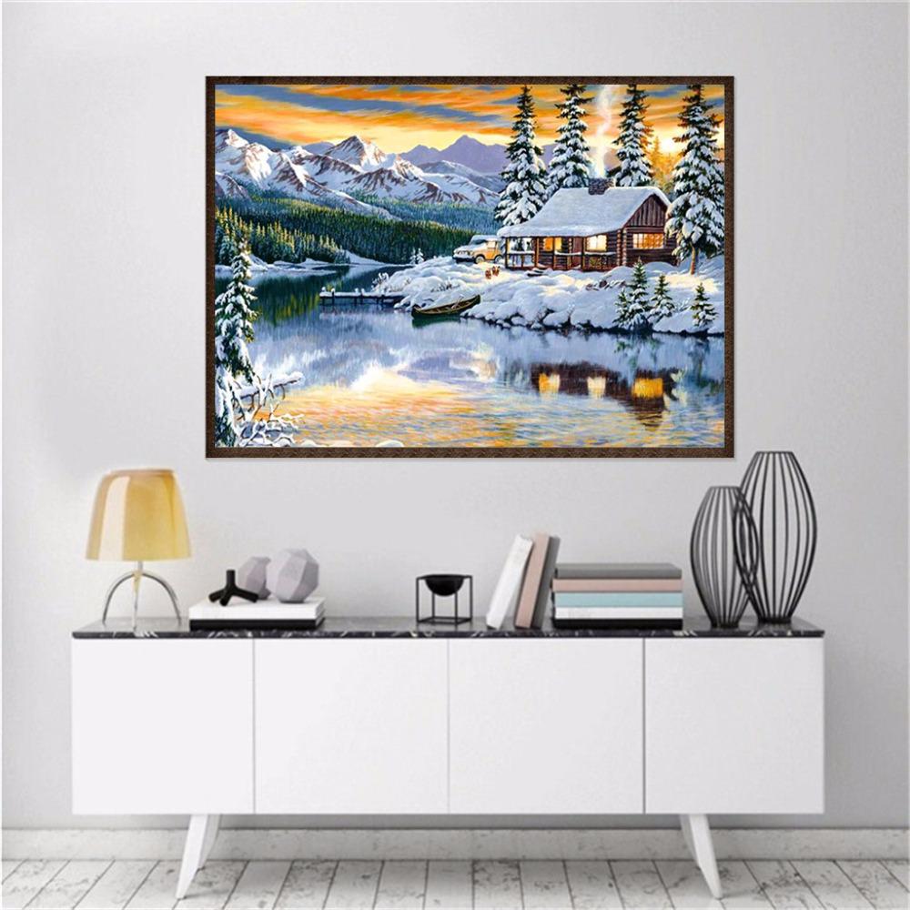 5D DIY Алмазная картина Набор для вышивки крестом Картина Подарки Красивый снежный пейзаж Алмазная вышивка