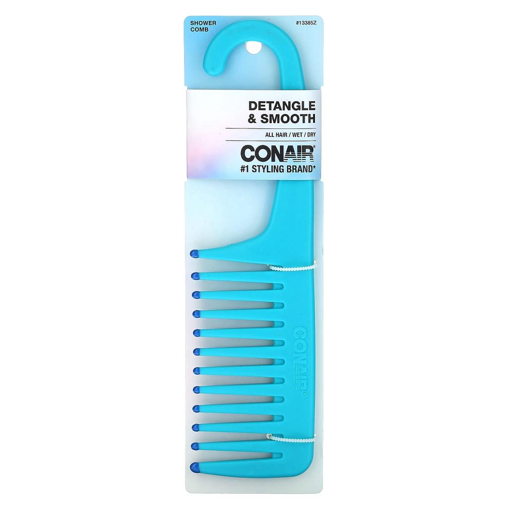 Conair Расческа для душа, распутывающая и разглаживающая волосы, для влажных или сухих волос, 1 расческа.