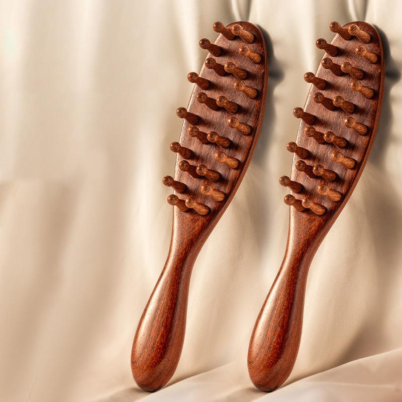 Гребень для волос и кожи головы Meridian Comb из натурального сандалового дерева с длинной ручкой, многофункциональный деревянный массажный гребень с зубчиками, 22 гвоздя