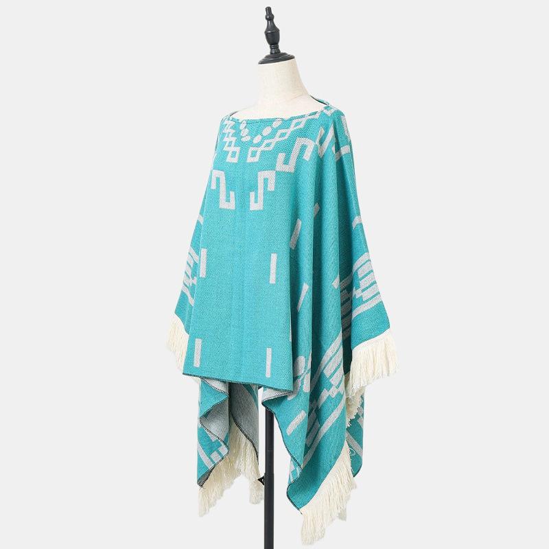 Design Sense Shawl Outer Cape Autumn And Winter Fringed Warm Shawl Ethnic Style Outer Travel Scarf