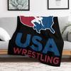 Brilliant No 1 USA Wrestling Design Throw Blanket Breathable Lightweight Blanket for Adults Kids