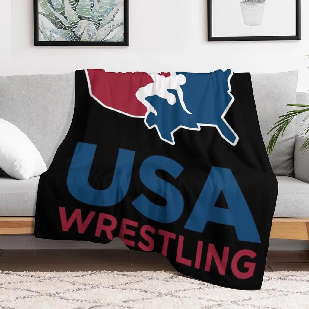 Brilliant No 1 USA Wrestling Design Throw Blanket Breathable Lightweight Blanket for Adults Kids