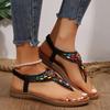 Fashion Fashion Mix Color Bohemian Sandals for Women 2025 New Clip-Toe Flat Heels Gladiator Shoes Woman Pu Leather Non-Slip Sandals
