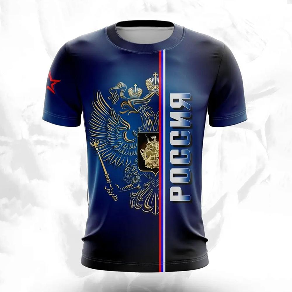 Русская футболка для мужчин, мода, русский национальный флаг, принт, короткий рукав, свободная футболка, повседневная футболка с круглым вырезом, уличная одежда