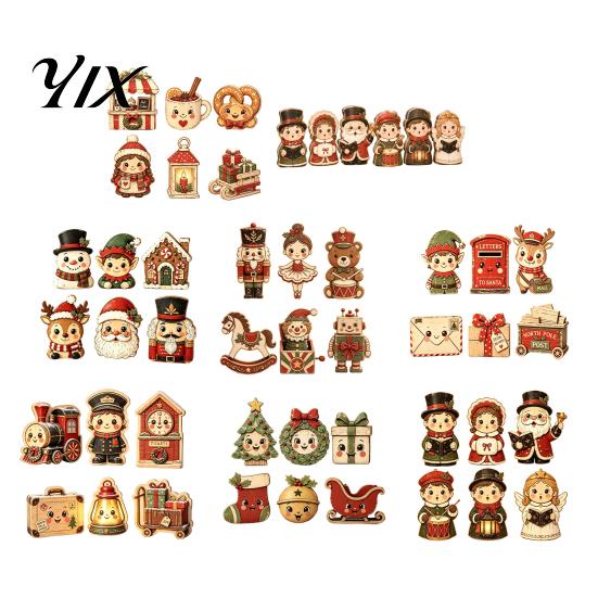 Indoor Christmas Party Supplies 6Pcs Wooden Tabletop Signs, Xmas Sign Decor, Santa Fireplace Mantle Ornaments Snowman Reindeer Gingerbread House