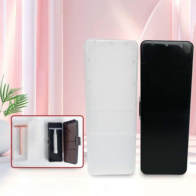 Мужская универсальная коробка для хранения бритвы с ручкой, полностью прозрачный пластиковый корпус, коробки для бритв, экологически чистая полипропиленовая коробка для бритья, высокое качество