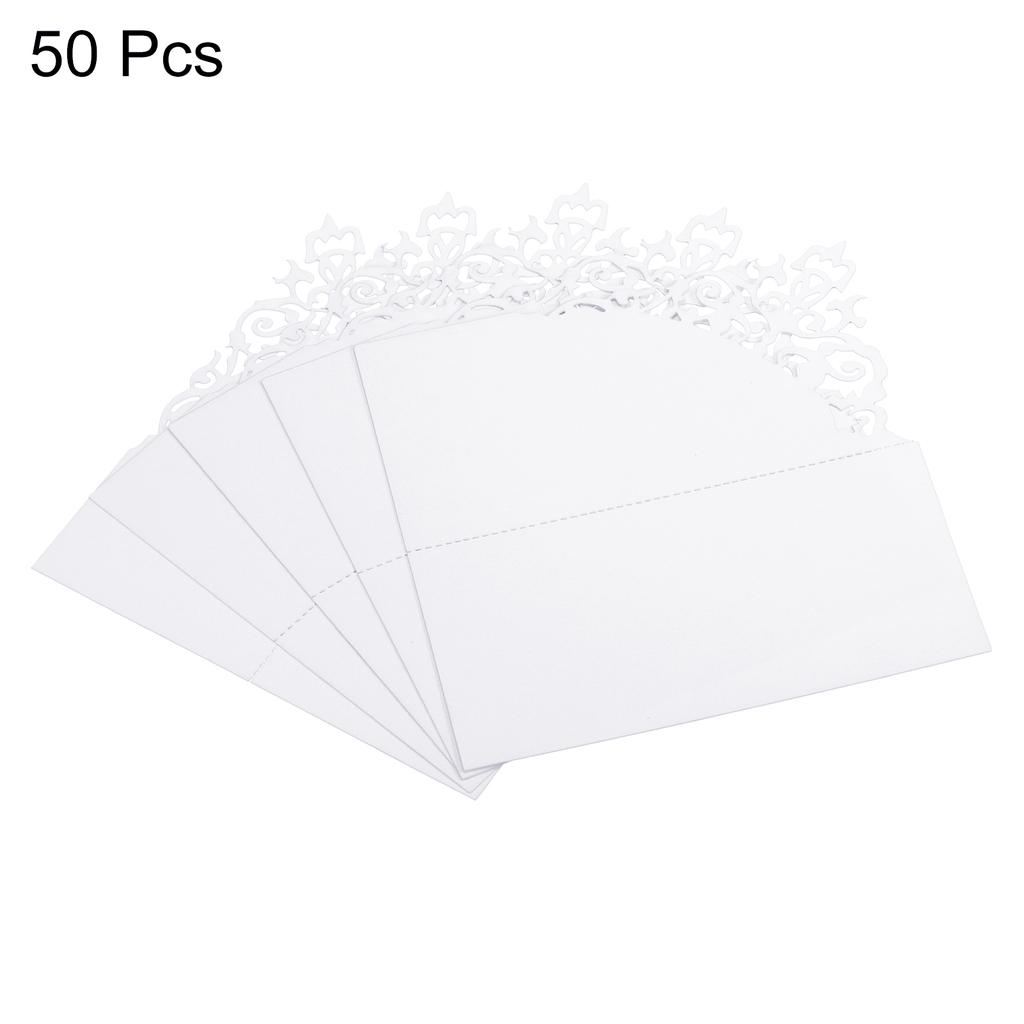 50 шт. Карточки с именами для стола 3,9 x 3,9" Декор для подарков Полый дизайн Пустая карточка для рассадки на свадьбу, вечеринку