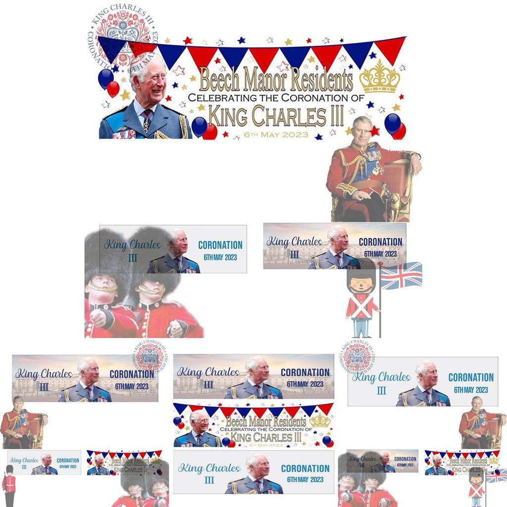 King Charles Iii Coronation Flag Premium Polyester Fabric 50x150cm