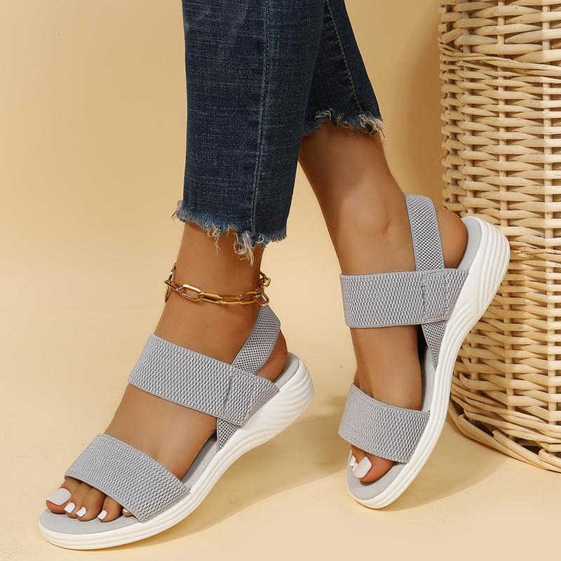Fashion Women's Knit Elastic Cloth Wedge Sandals Slip On Lightweight Walking Sandals Women Plus Size Comfortable Summer Shoes