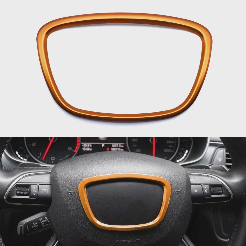 For Au-di A4 B6 B7 B8 A6 C6 A5 Q7 Q5 A3 A4L A8L A6L Car Steering Wheel Cover Center Logo Frame Stickers Interior Car Accessories
