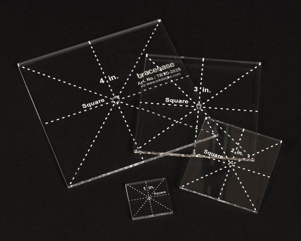 Traceease 4 шт. квадратные геометрические шаблоны-трафареты 1, 2, 3, 4 дюйма, трафаретная линейка «сделай сам», для геометрических измерений — толщина 1,8 дюйма