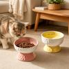Ceramic Elevated Cat Bowl Anti-Vomiting Cute Pet Food Water Bowl Stable Large Caliber Pet Food Dispenser Dog Accessories