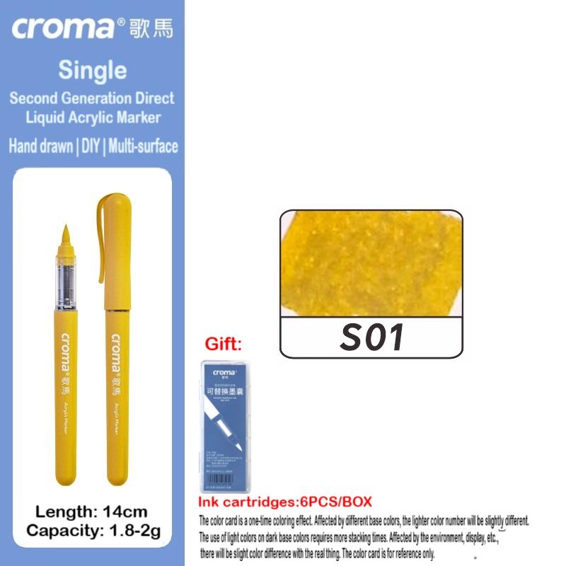 Набор многоразовых акриловых маркеров Croma 160/1 Colors с мягким наконечником, смываемые акварельные кисти, школьные принадлежности