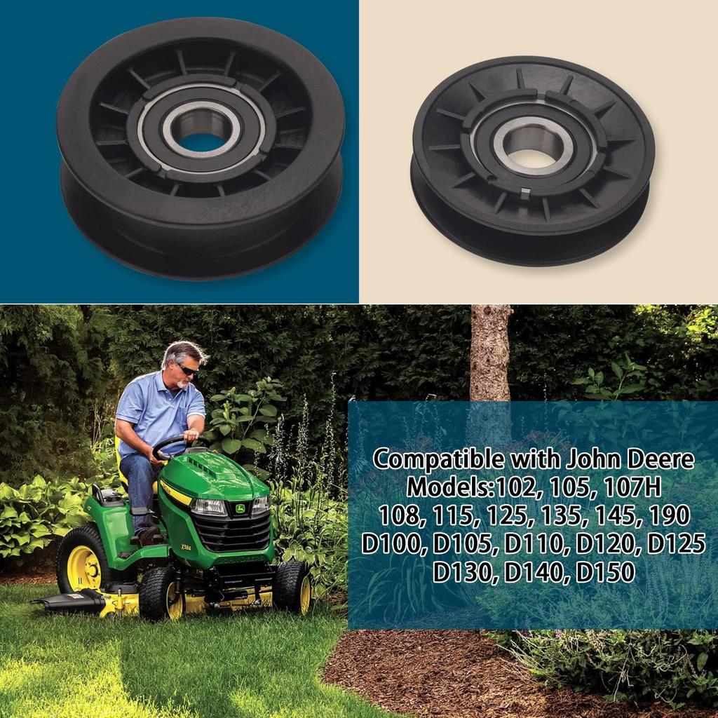 2pcs Idler Pulley Set GX20287 GX20286 Flat Idler V-Idler Pulley Kit Compatible with John Deere 280-143 280-097