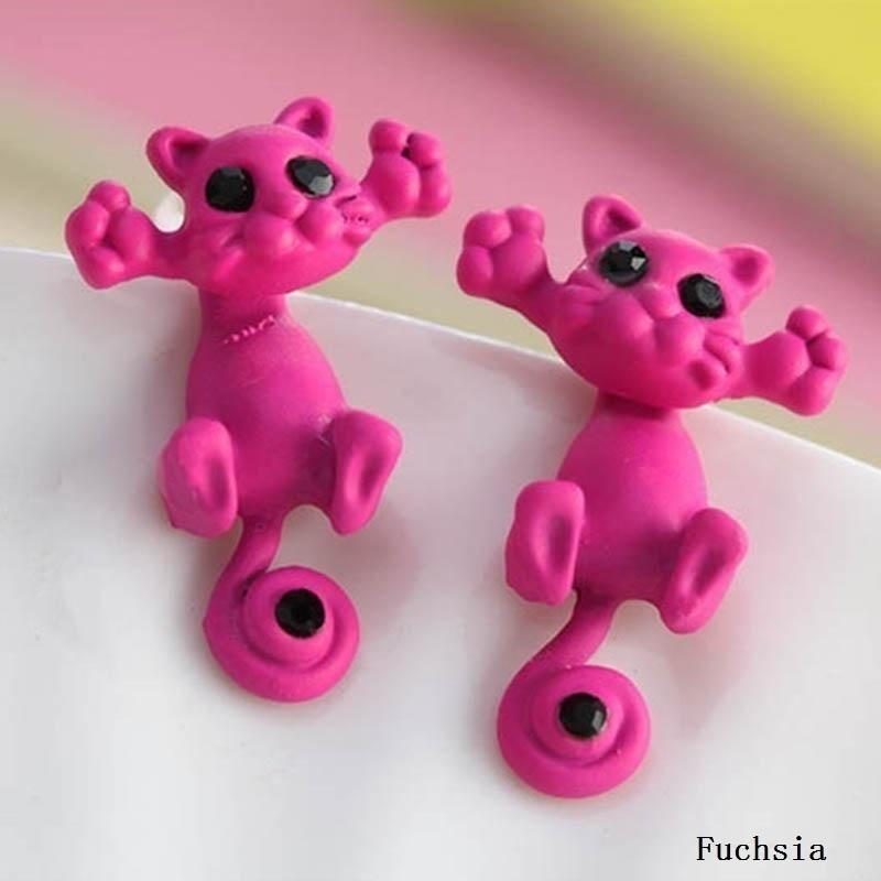 Новая мода милые красочные серьги с котами стерео разделенные серьги с животными пирсинг женские модели подарки