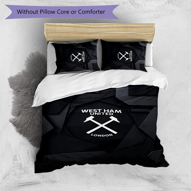West Ham United Football Printed 3 Pieces Bedding Set, Comfortable Skin Friendly Bedroom Duvet Cover Set
