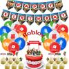 Набор принадлежностей для дня рождения в стиле Roblox, включающий яркий баннер, воздушные шары и топперы для торта для детей