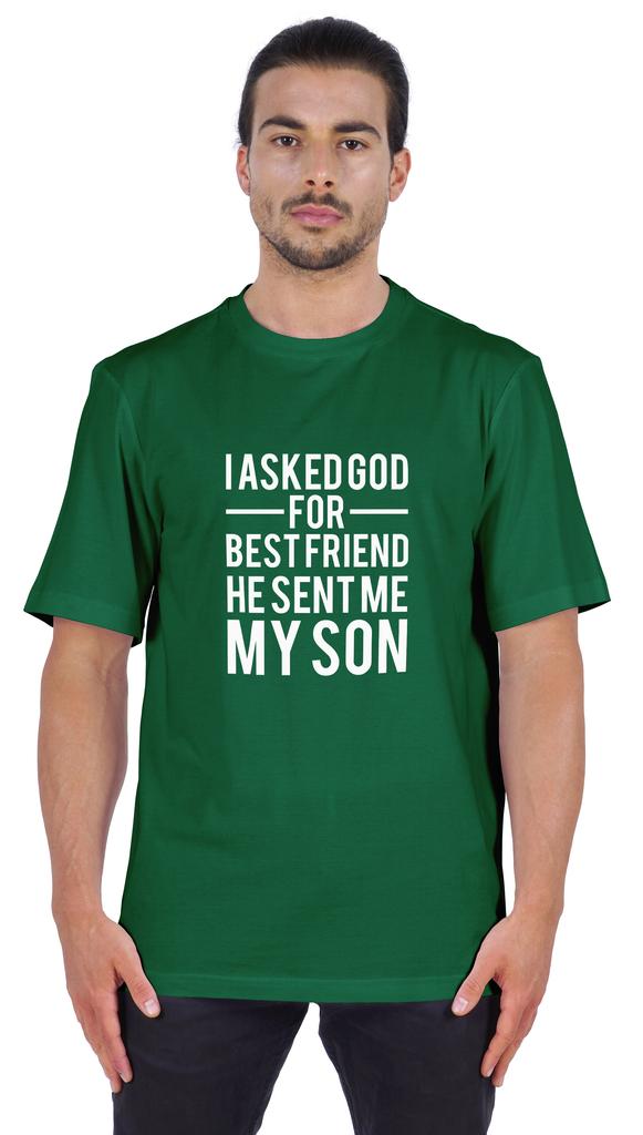 Inkmeso Men  S Graphic Printed   I Asked God For Best Friend He Sent Me My Son   Tshirt Crew Neck Tee For Father Son