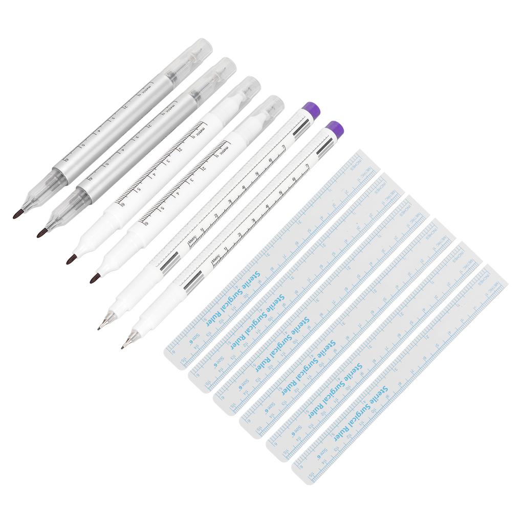 6 наборов маркеров для микроблейдинга, профессиональная подводка для бровей, маркер для татуировок, линейка позиционирования