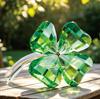 K9 Crystal Lucky Clover Figurine - Minimalist Desk Decor, Fresh Green Ornament for Bedroom, Study, Office, Gift for Home