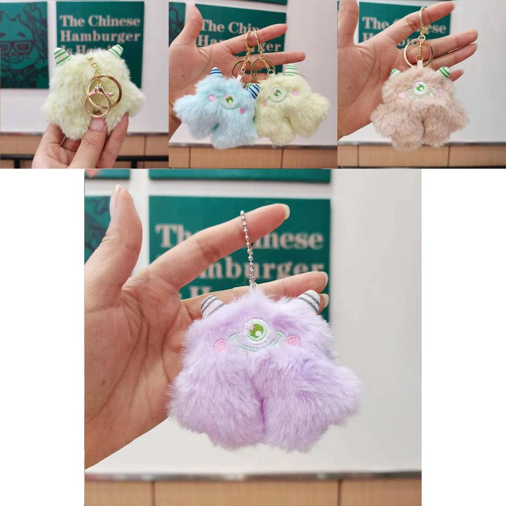 Adorable Plush Monster Keychain Soft Stuffed Animal Cute Decorative Doll For Bags