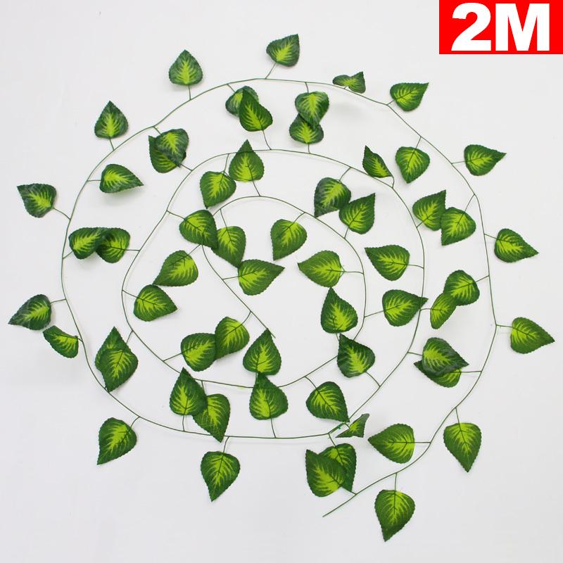 200 см искусственные растения ротанговая лиана зеленый лист плющ лоза DIY подвесная гирлянда ротанговая листва искусственные листья для домашнего свадебного декора