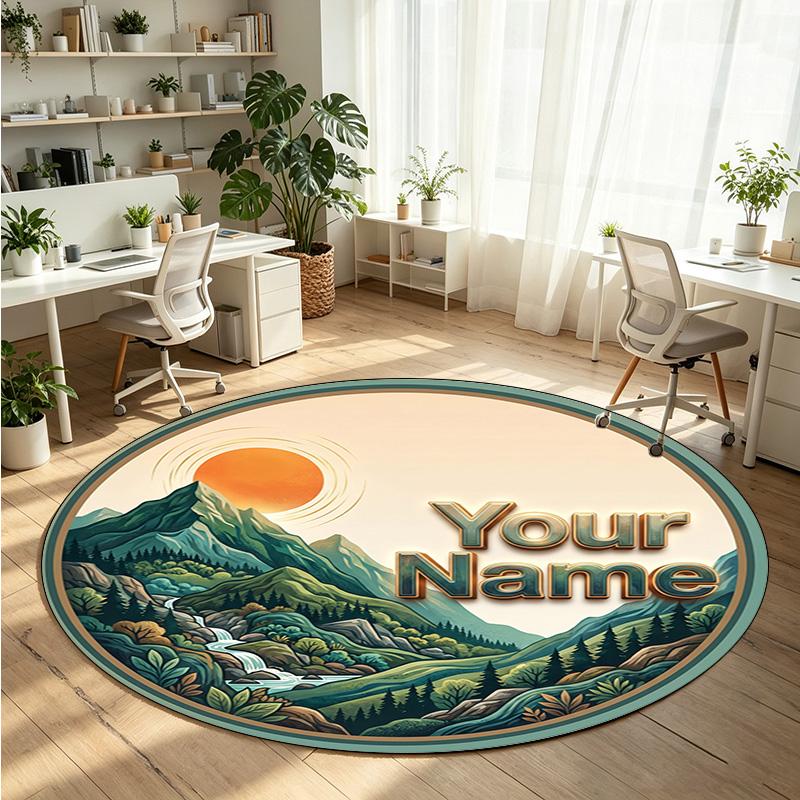 Space Celestial (45) Theme Round Crystal Velvet Rug Custom Name Text Personalized Floor Mat Home Decor Non Slip Crystal Carpet