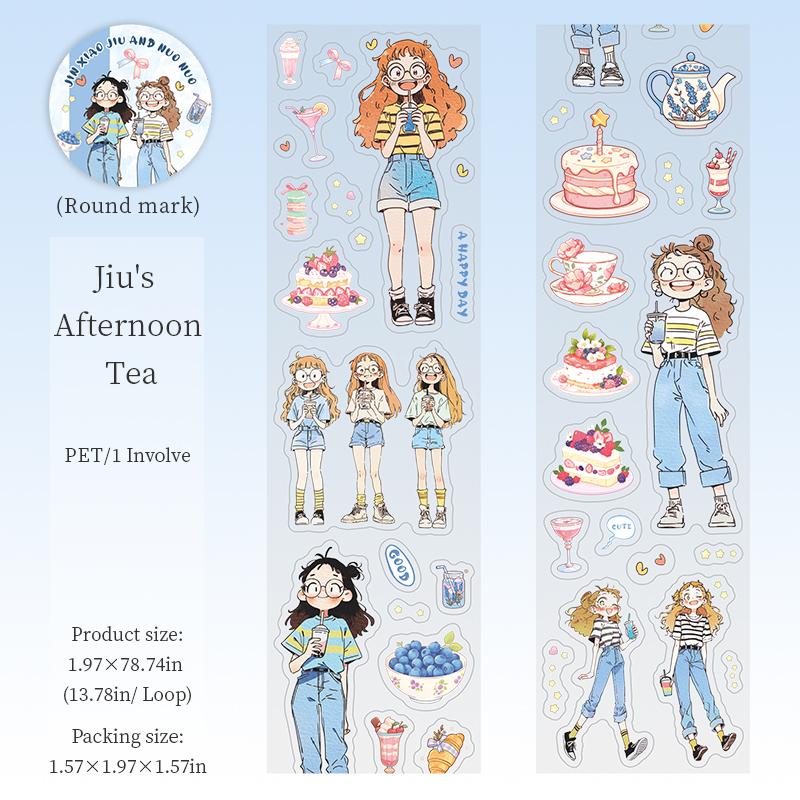 1Roll Cute Cartoon Girl Theme PET Tape 1 Roll For Scrapbooking DIY Scrapbook Collage Material Phone Case Notebook Decoration