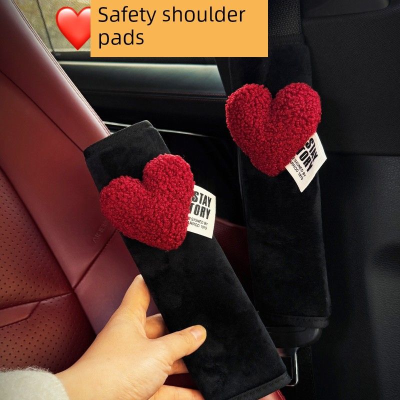 Trendy Car Seatbelt Shoulder Pad with Heart Decoration, High-End Protective Cover for Children, Anti-Chafing for Women
