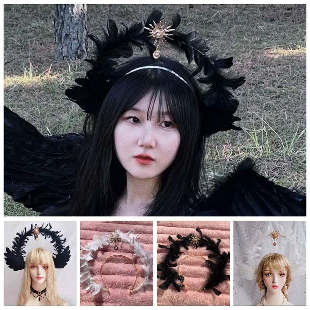 Повязка на голову "Звездное перо" Солнечная Лолита Заколки для волос Креативный обруч для волос "Крылья ангела" Вечеринка