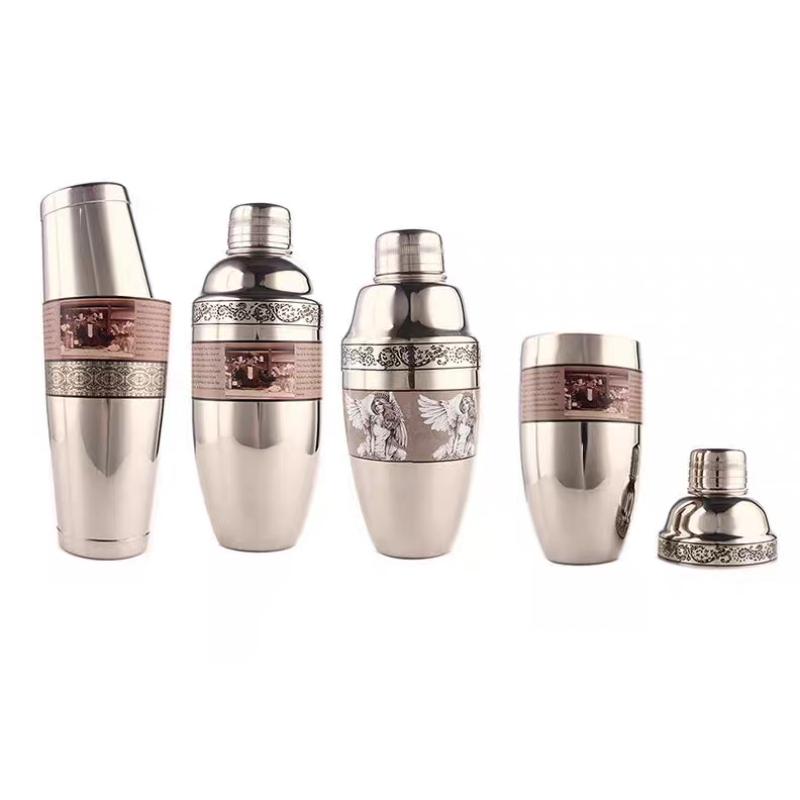 Nostalgic Chaplin Shaker Engraving Stainless Steel Cocktail Boston Bar Shaker Bar Tools