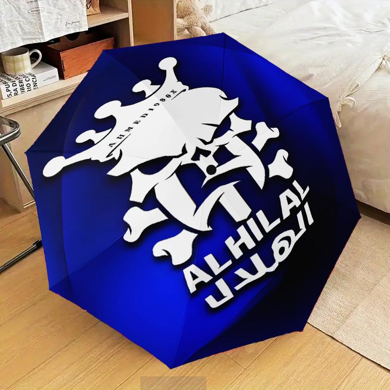Al Hilal FC Crest Umbrella Folding umbrella, automatic umbrella 8-Frame for Travel, camping Use Gift for Halloween Christmas