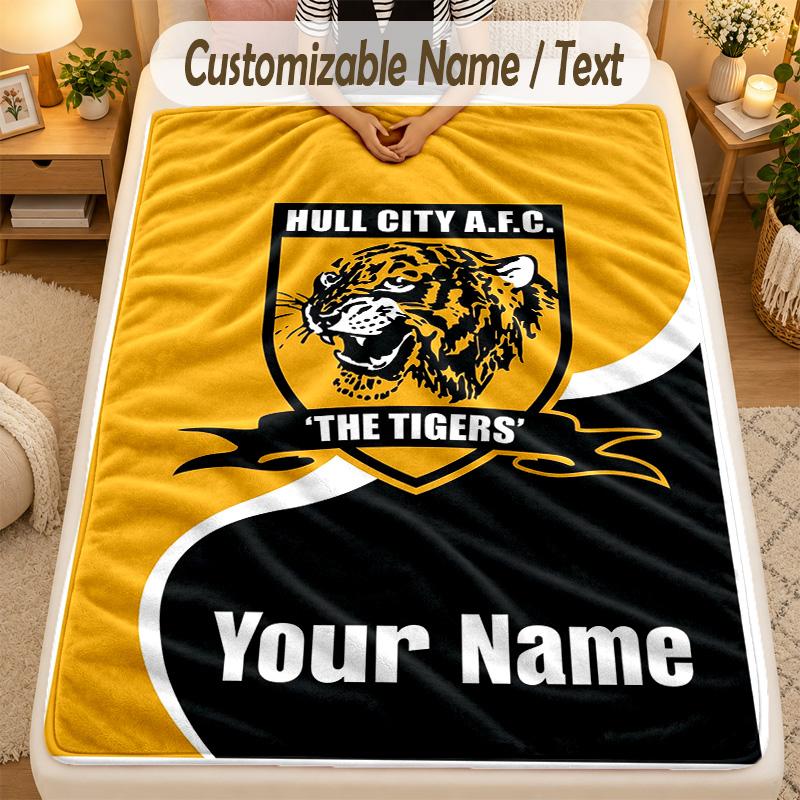 Flannel BlanketHull City Custom Name Text Personalized Soft Warm Throw Blanket Home Decor Gift