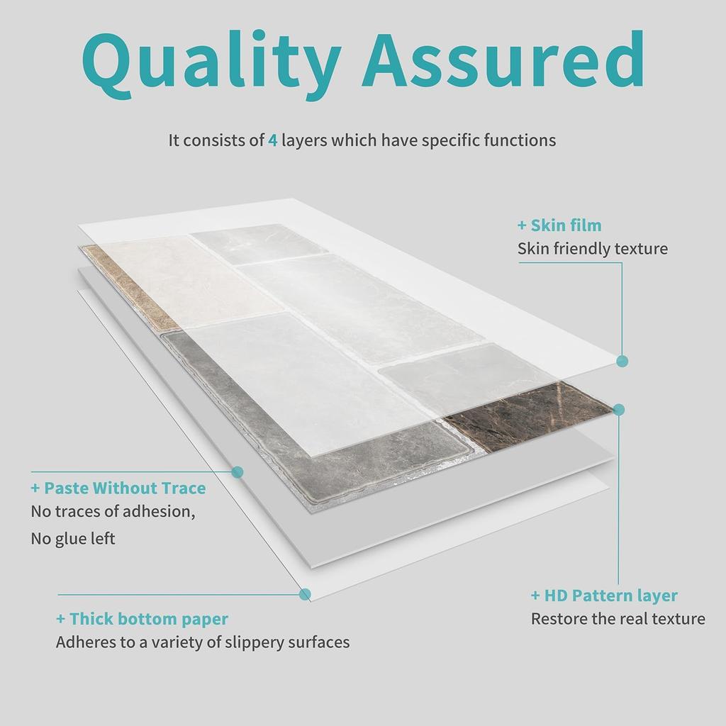 15 шт. ПВХ Съемные Наклейки для Напольной Плитки Самоклеящиеся 5,91 x 11,81 дюйма Декали для Плитки Отклеивающиеся и Приклеивающиеся Обои для Фартука Декор для Кухни