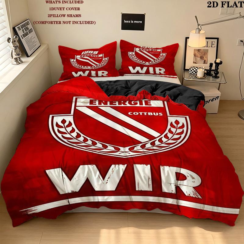 Energie Cottbus Bedding Quilt Set Quilt Cover Pillowcase Home Decoration Birthday Gift (1 * duvet cover + 2 * pillowcase, without core)