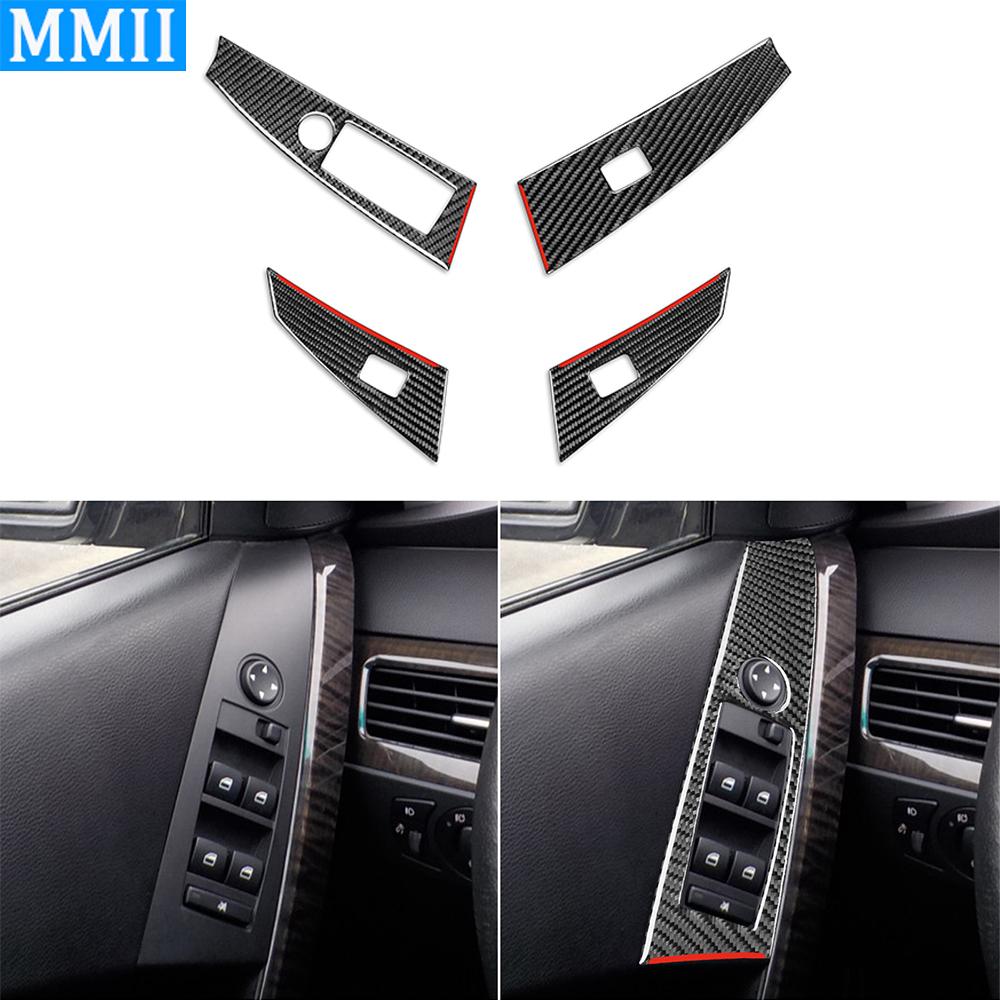 Для BMW 5 серии E60 2004-2007 углеродное волокно, кнопка переключения подъема окна, накладка, аксессуары для салона автомобиля, украшение