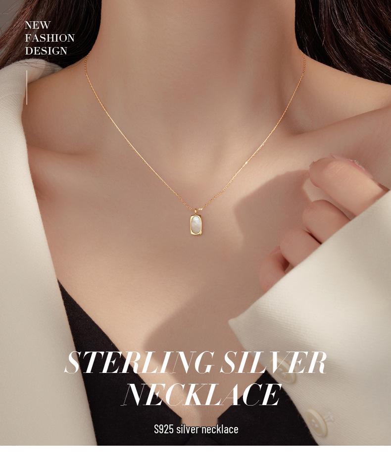 Ожерелье-подвеска из серебра 925 пробы Banyan Tree в стиле ретро с белой ракушкой - Высококлассная летняя цепочка на ключицу 2024 для женщин