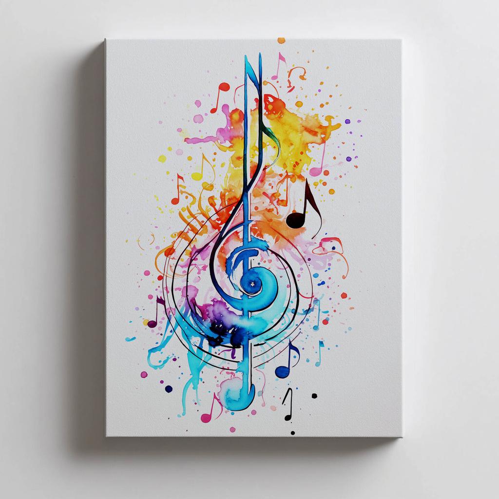 Colorful Treble Clef Colorful Treble Clef, 70X100 Cm, Gold Aluminum Frame, 230 Gsm Matte Paper