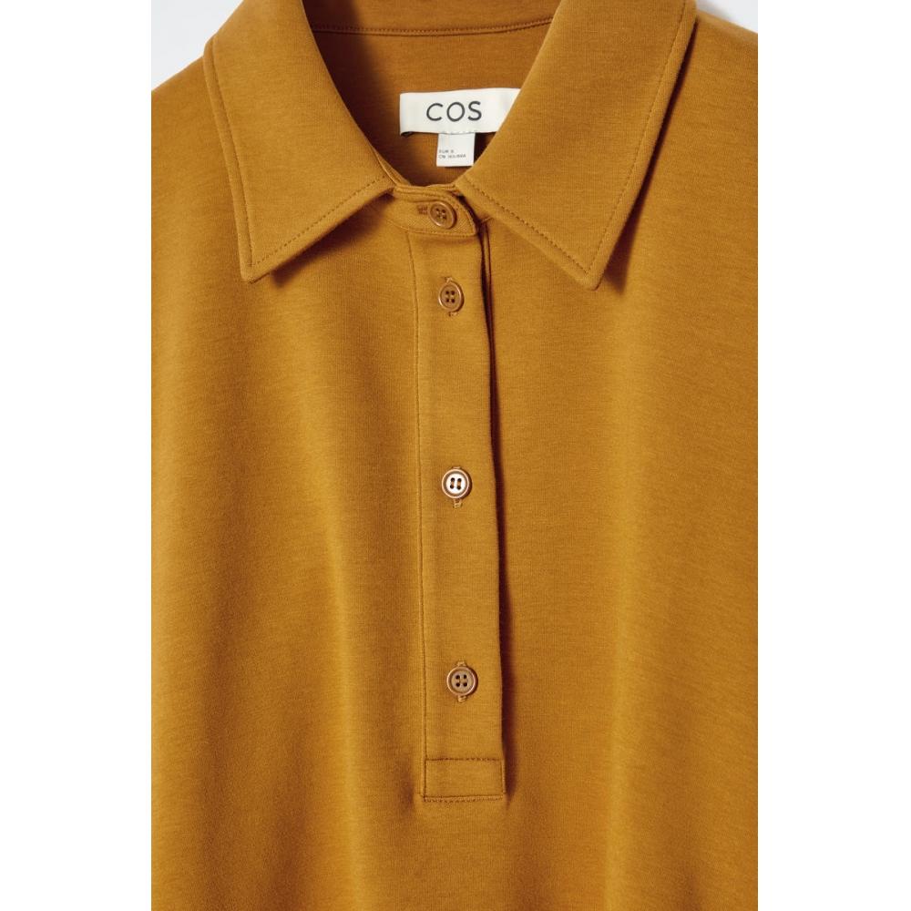 COS Расклешенный хлопковый трикотажный поло из Японии