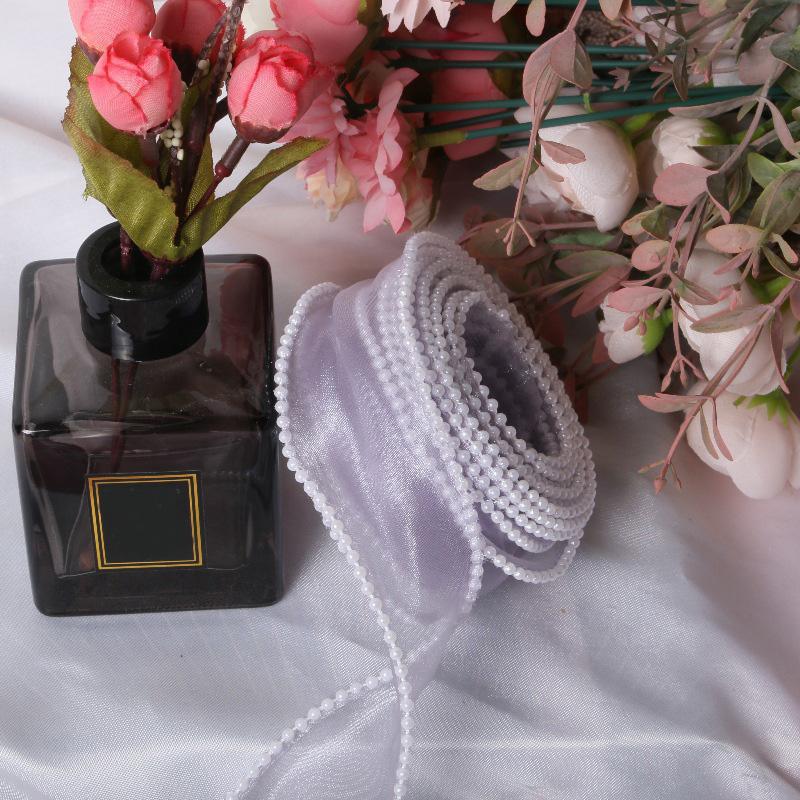 5 Yards Wrapping Ribbon DIY Mesh Gauze 4cm Fish Tail Yarn Solid Color Silk Pearl Edge Flower Bouquet Packaging