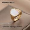 Elegant Irregular White Cloud Shell Ring for Women - Chic, High-End Feel, Non-Fading Fashion Jewelry