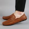 Мода Новая Натуральная Кожа Мужские Перфорированные Повседневные Туфли Бренд Мягкие Итальянские Мужские Лоферы Мокасины Дышащие Слипоны Черные Туфли для Вождения